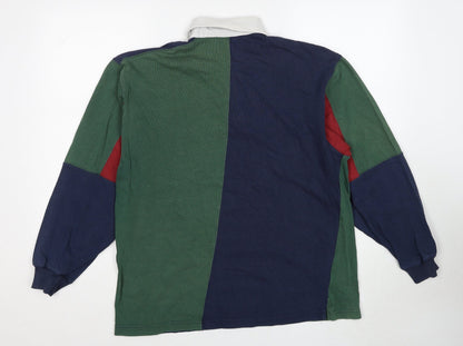 George Arthur Dunn Mens Multicoloured Geometric Cotton Polo Size M Collared Pullover