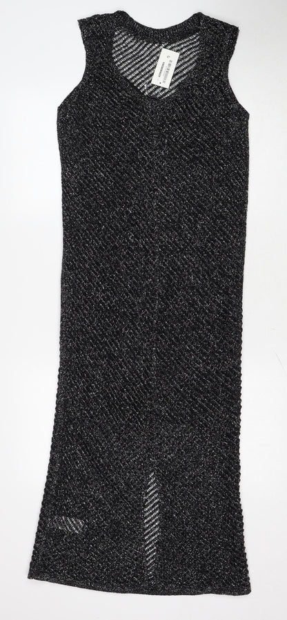 Marks and Spencer Womens Black Cotton Bodycon Size S Round Neck Pullover