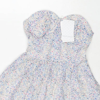 NAF NAF Womens Multicoloured Floral Cotton Mini Size 10 Sweetheart Pullover - Strapless