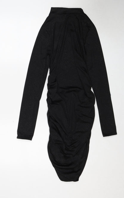 I SAW IT FIRST Womens Black Polyester Bodycon Size 10 Boat Neck Pullover
