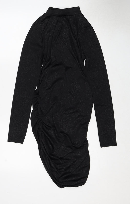 I SAW IT FIRST Womens Black Polyester Bodycon Size 10 Boat Neck Pullover