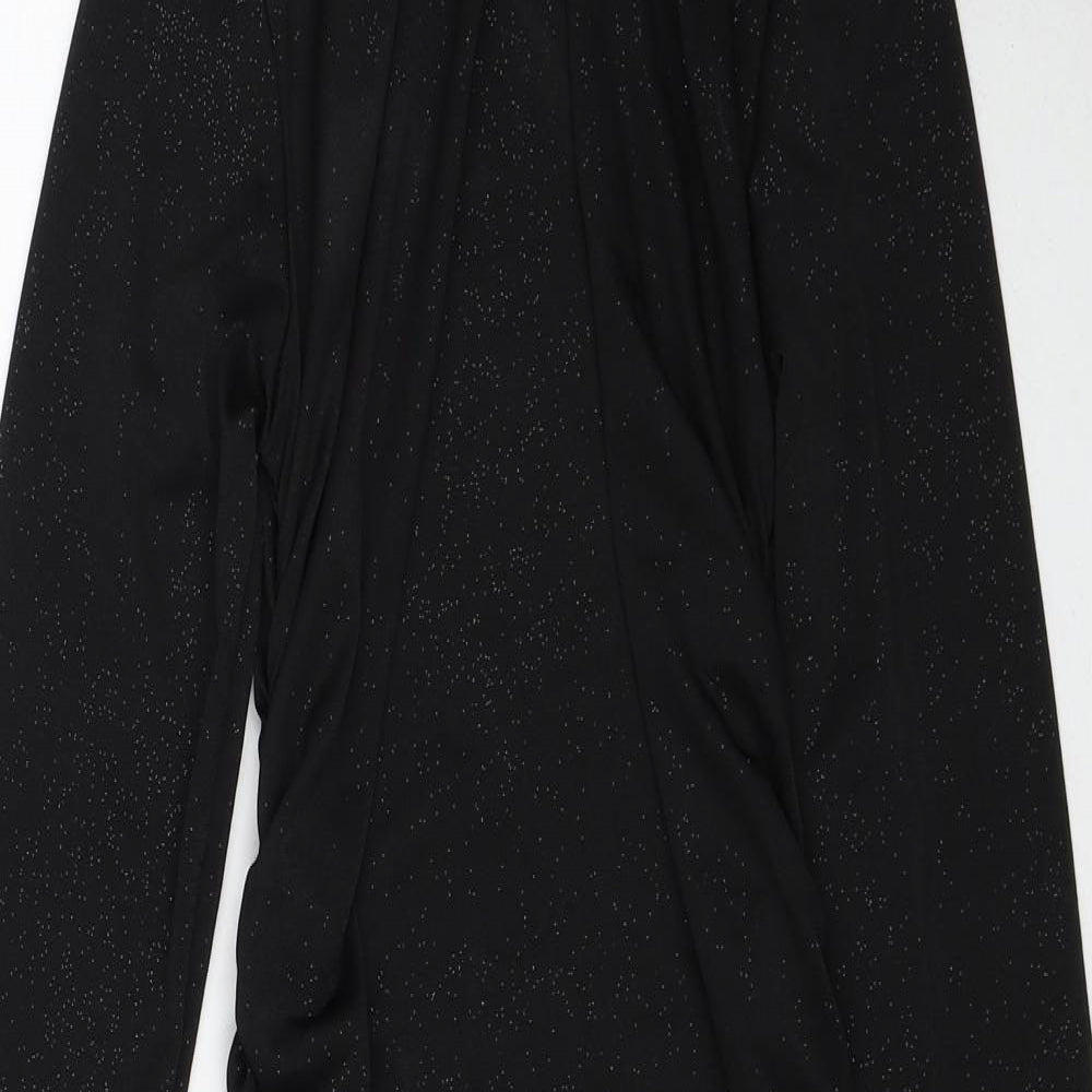 I SAW IT FIRST Womens Black Polyester Bodycon Size 10 Boat Neck Pullover