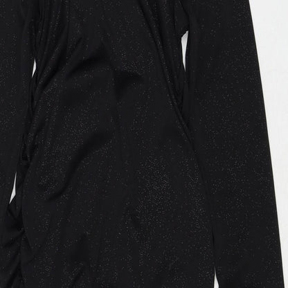 I SAW IT FIRST Womens Black Polyester Bodycon Size 10 Boat Neck Pullover