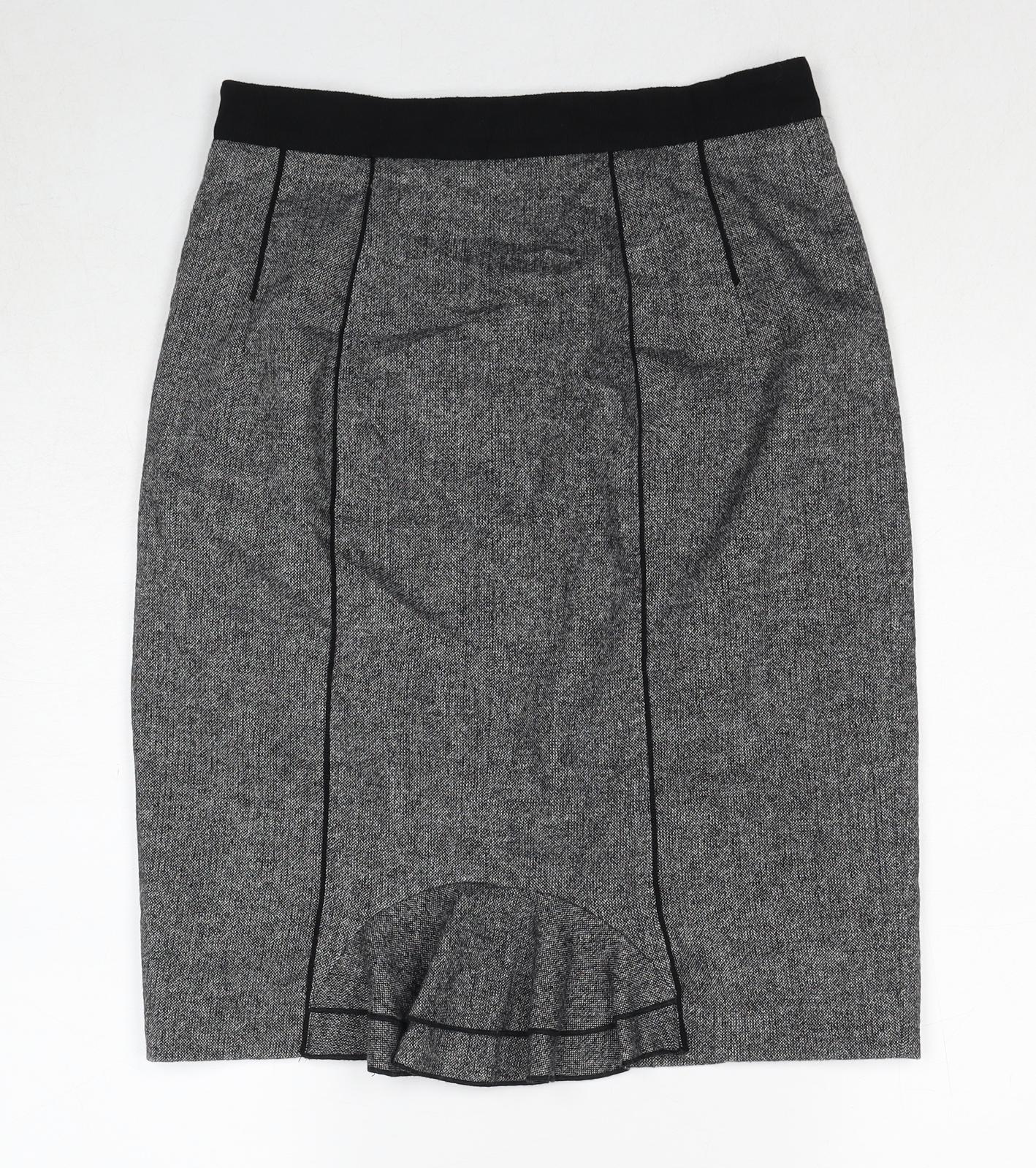 Coast Womens Grey Polyester Straight & Pencil Skirt Size 12 Zip