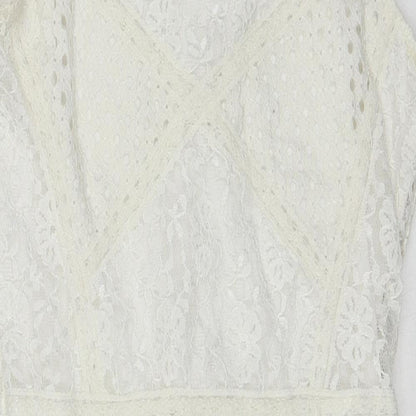 Topshop Womens White Geometric Polyamide Slip Dress Size 8 Square Neck Zip