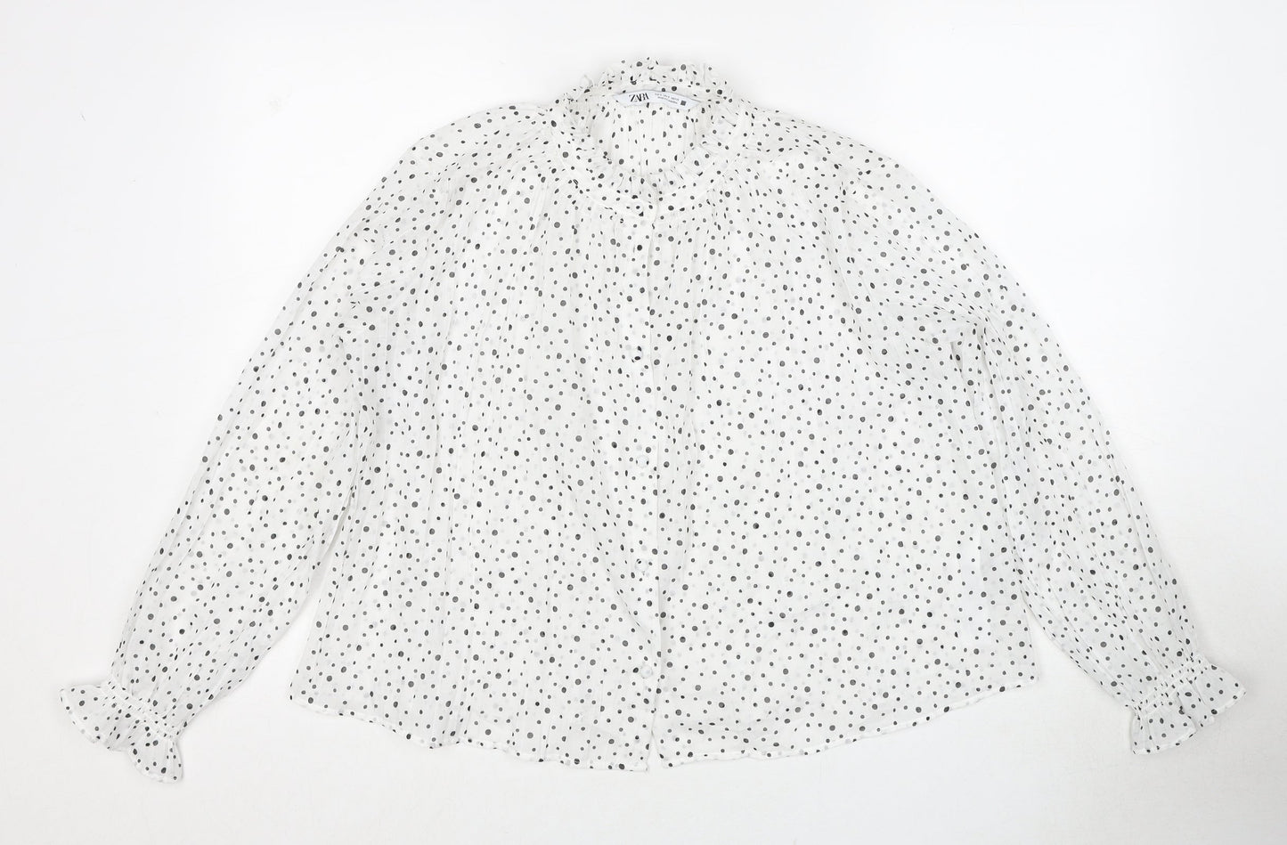 Womens UK Size S Zara White Basic Button-Up