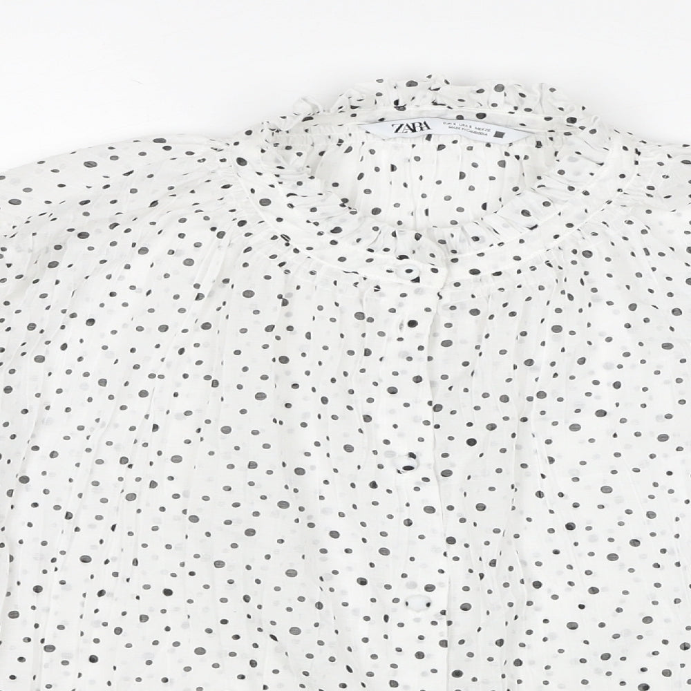 Womens UK Size S Zara White Basic Button-Up