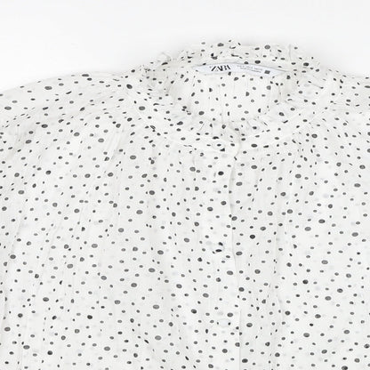 Womens UK Size S Zara White Basic Button-Up