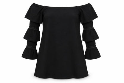 ASOS Womens Black Viscose A-Line Size 8 Off the Shoulder Pullover