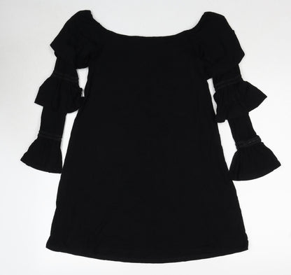 ASOS Womens Black Viscose A-Line Size 8 Off the Shoulder Pullover