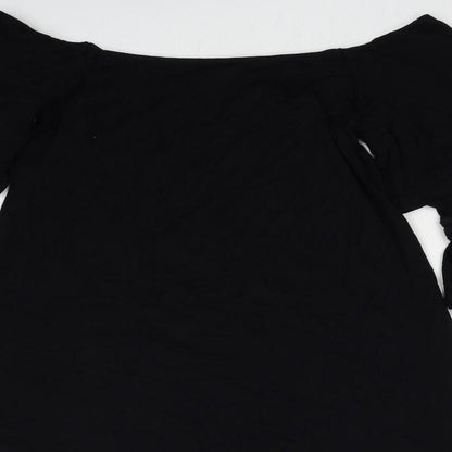 ASOS Womens Black Viscose A-Line Size 8 Off the Shoulder Pullover