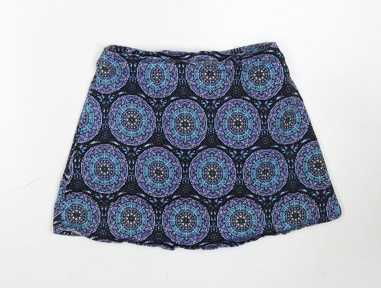 Motel Rocks Womens Multicoloured Geometric Cotton A-Line Skirt Size XS Zip