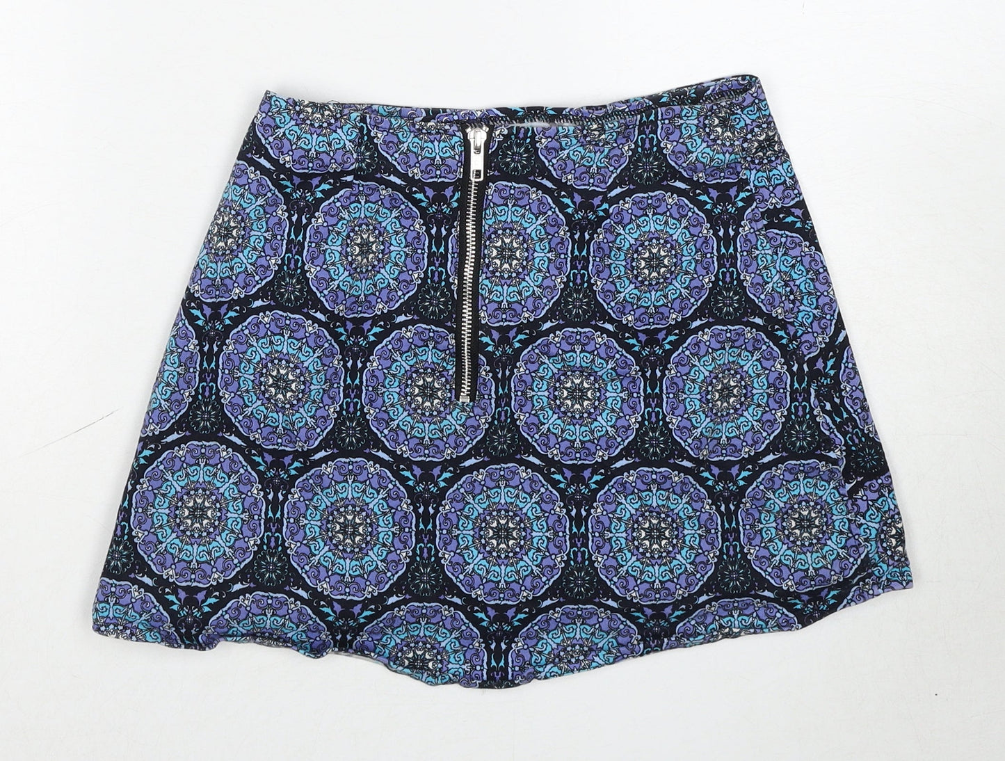 Motel Rocks Womens Multicoloured Geometric Cotton A-Line Skirt Size XS Zip