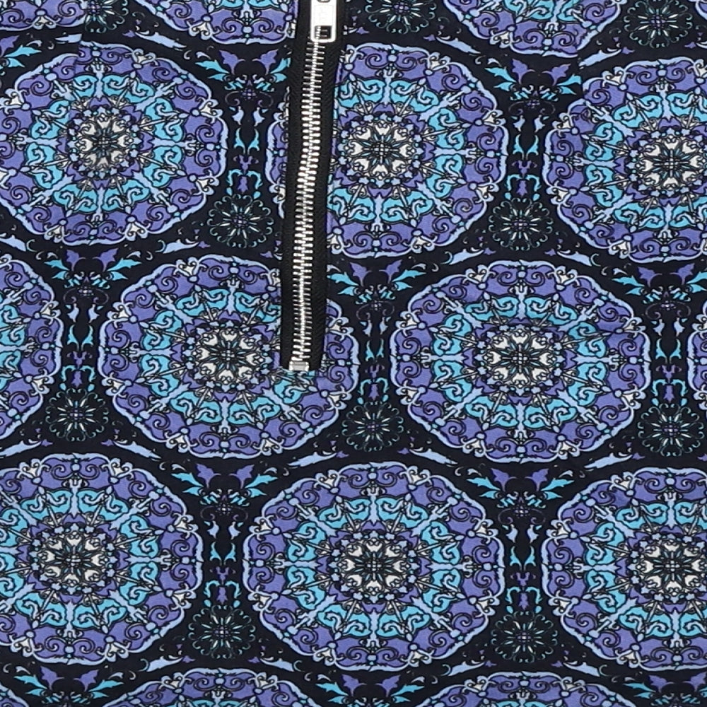 Motel Rocks Womens Multicoloured Geometric Cotton A-Line Skirt Size XS Zip