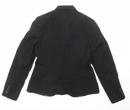NEXT Womens Black Striped Polyester Jacket Suit Jacket Size 10