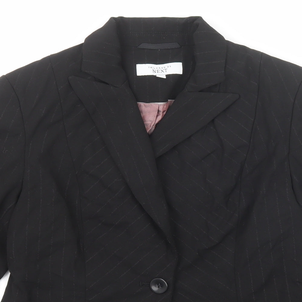 NEXT Womens Black Striped Polyester Jacket Suit Jacket Size 10