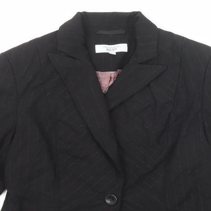 NEXT Womens Black Striped Polyester Jacket Suit Jacket Size 10