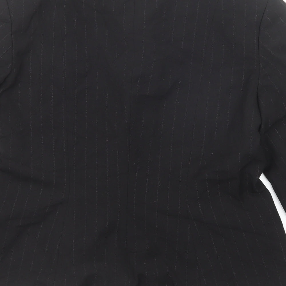 NEXT Womens Black Striped Polyester Jacket Suit Jacket Size 10