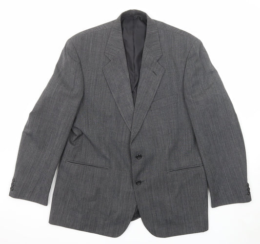 Mens UK Size 44 Pinstripe Regular Grey Suit Jacket