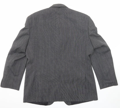Mens UK Size 44 Pinstripe Regular Grey Suit Jacket
