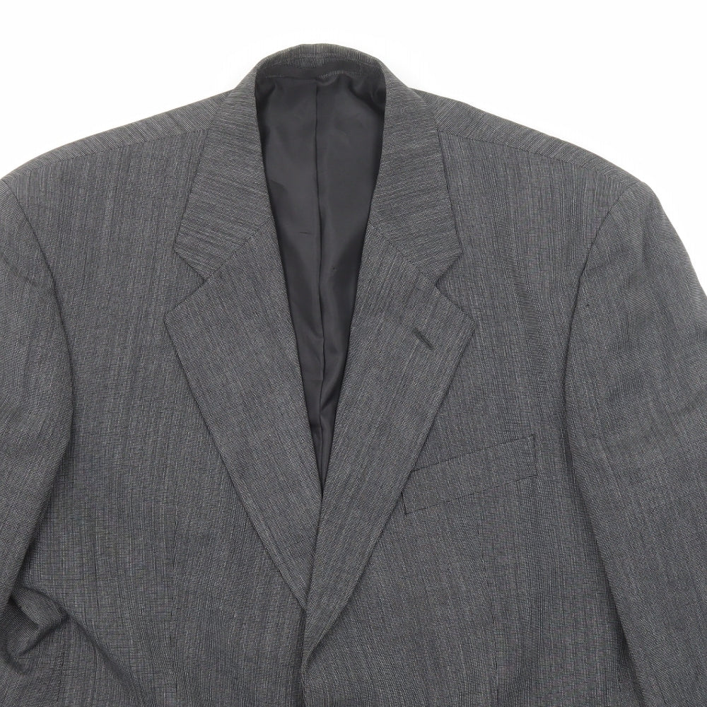Mens UK Size 44 Pinstripe Regular Grey Suit Jacket