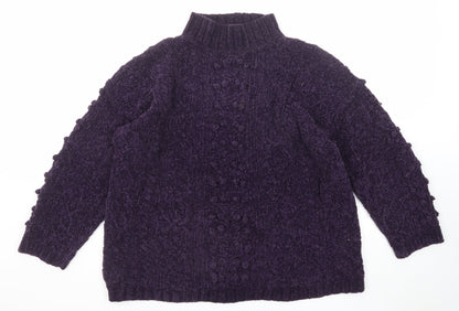 Debenhams Womens Purple Mock Neck Acrylic Pullover Jumper Size L Pullover