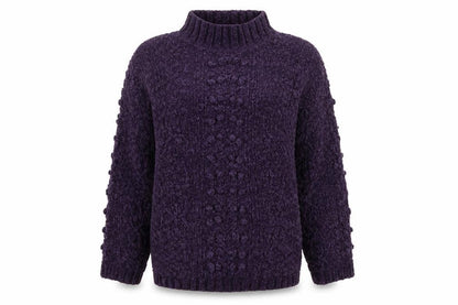 Debenhams Womens Purple Mock Neck Acrylic Pullover Jumper Size L Pullover