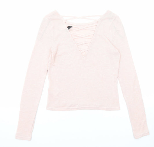 Womens UK Size S Divided by H&M Pink Pullover Jumper