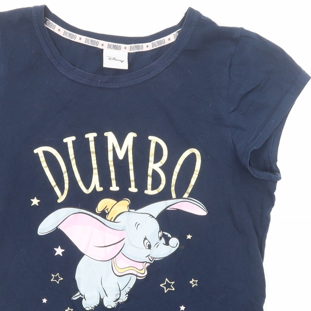 Womens UK Size 6 Disney Blue Basic T-Shirt