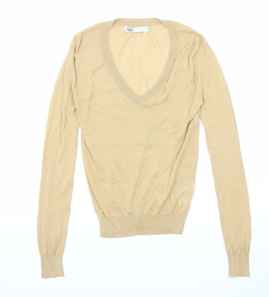 Womens UK Size S Zara Beige Pullover Jumper