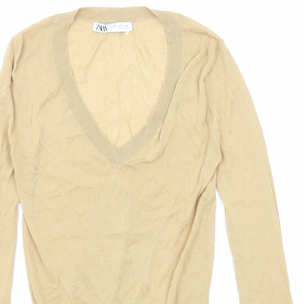 Womens UK Size S Zara Beige Pullover Jumper