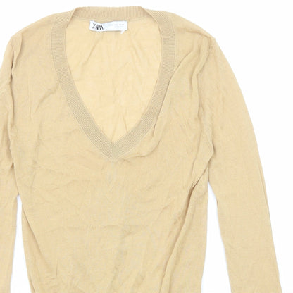 Womens UK Size S Zara Beige Pullover Jumper