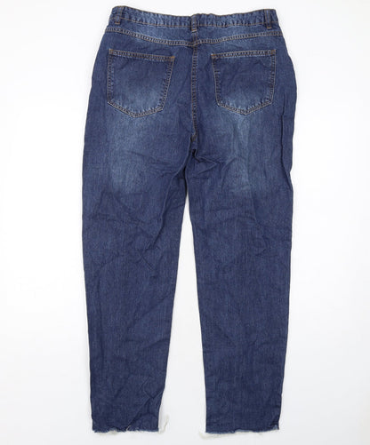 Quiz Womens Blue Cotton Straight Jeans Size 12 Regular Zip