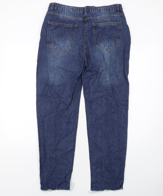 Quiz Womens Blue Cotton Straight Jeans Size 12 Regular Zip