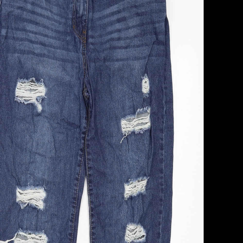 Quiz Womens Blue Cotton Straight Jeans Size 12 Regular Zip