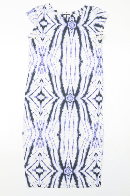 River Island Womens White Geometric Polyester A-Line Size 8 Round Neck Pullover
