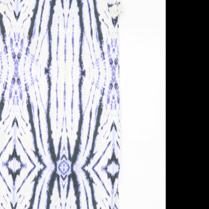 River Island Womens White Geometric Polyester A-Line Size 8 Round Neck Pullover