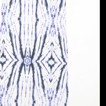 River Island Womens White Geometric Polyester A-Line Size 8 Round Neck Pullover
