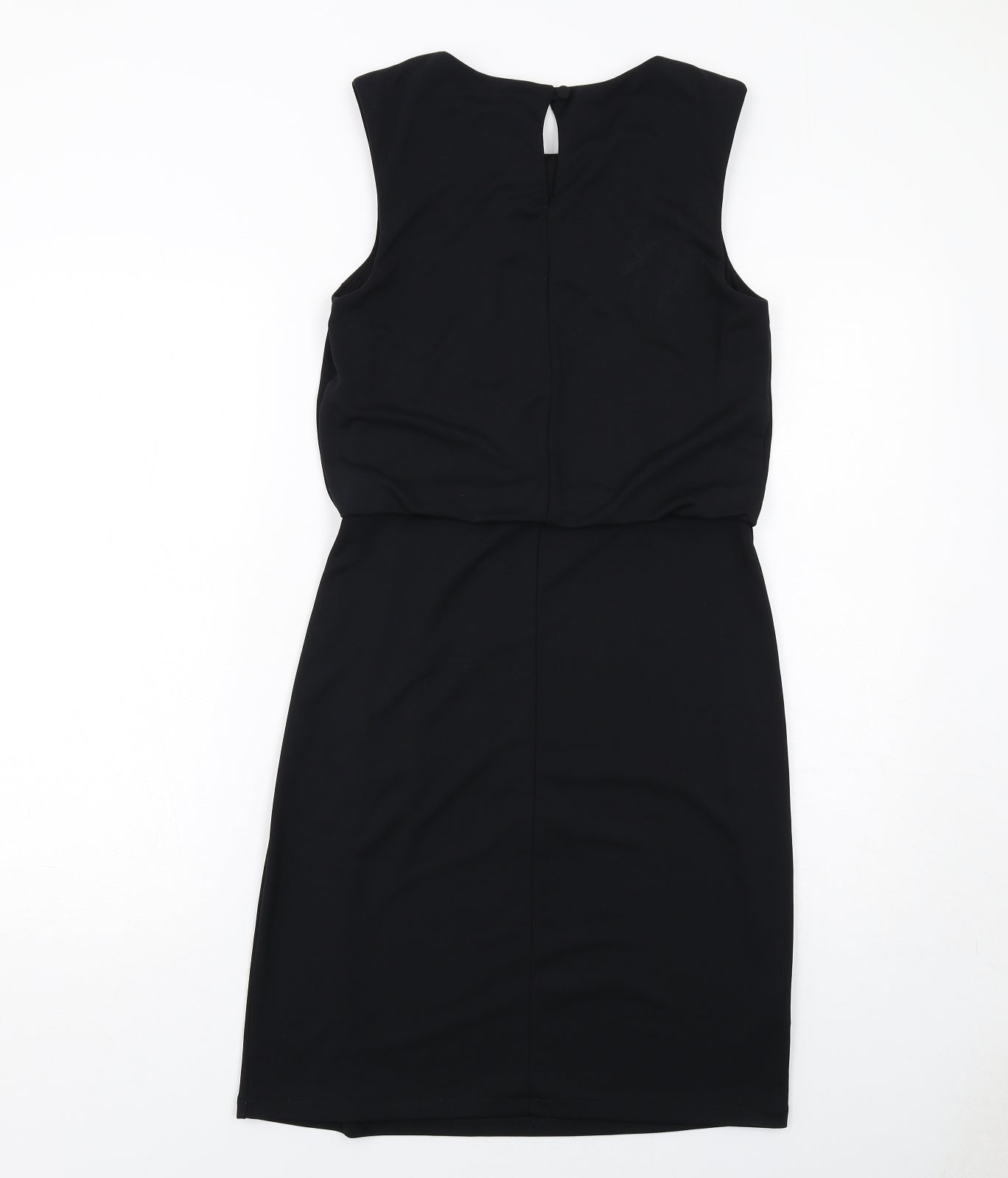 NEXT Womens Black Polyester A-Line Size 10 Round Neck Button