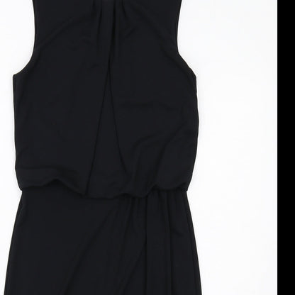 NEXT Womens Black Polyester A-Line Size 10 Round Neck Button