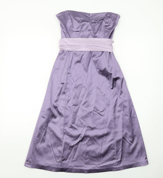 Coast Womens Purple Colourblock Acetate Ball Gown Size 8 Off the Shoulder Zip