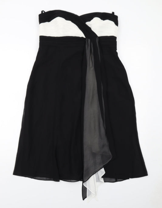 Debut Womens Black Colourblock Polyester Ball Gown Size 12 Sweetheart Zip