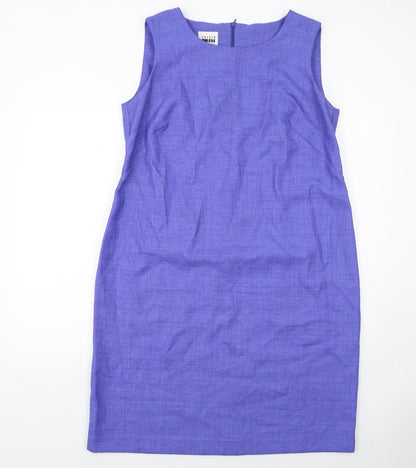 Leslie Fay Womens Blue Polyester A-Line Size 16 Round Neck Zip