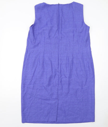 Leslie Fay Womens Blue Polyester A-Line Size 16 Round Neck Zip