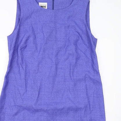 Leslie Fay Womens Blue Polyester A-Line Size 16 Round Neck Zip