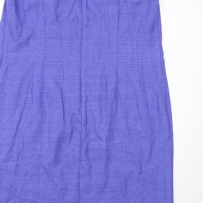 Leslie Fay Womens Blue Polyester A-Line Size 16 Round Neck Zip