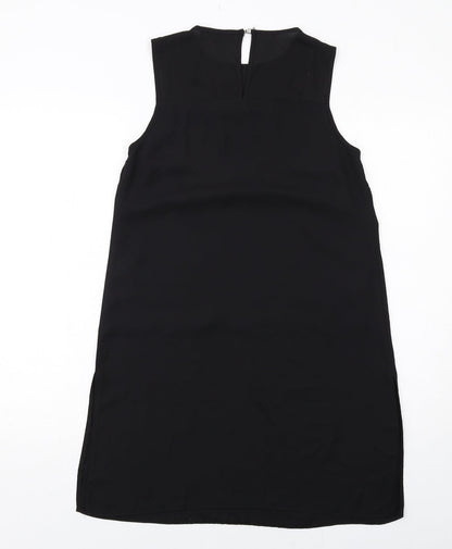 Dorothy Perkins Womens Black Polyester Shift Size 8 Round Neck Hook & Eye