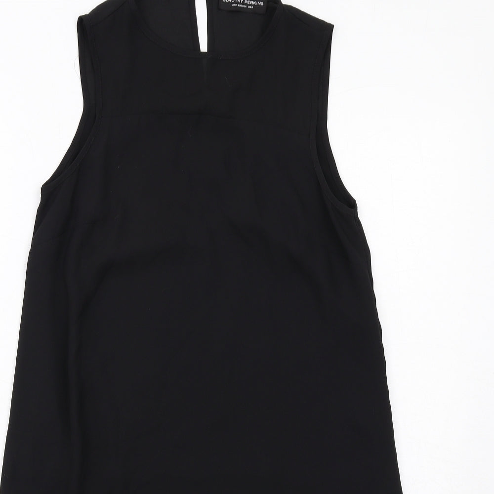 Dorothy Perkins Womens Black Polyester Shift Size 8 Round Neck Hook & Eye