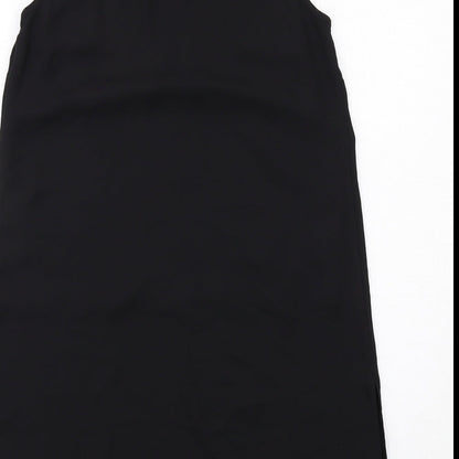 Dorothy Perkins Womens Black Polyester Shift Size 8 Round Neck Hook & Eye