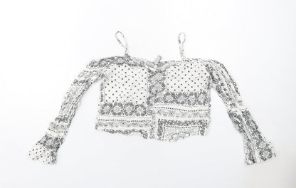 Womens UK Size 8 H&M White Cropped Blouse